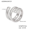 Wholesale Geometric Winding Threaded Open Nonadjustable Women's Fashion Ring 316L Stainless Steel 18K Gold Plated