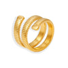 Wholesale Geometric Winding Threaded Open Nonadjustable Women's Fashion Ring 316L Stainless Steel 18K Gold Plated