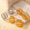 Wholesale Geometric Winding Threaded Open Nonadjustable Women's Fashion Ring 316L Stainless Steel 18K Gold Plated