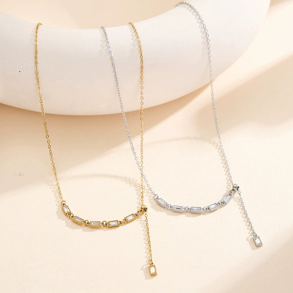 Wholesale Geometric Yshaped Electroplated Calendering Chain Pendant Necklace For Women