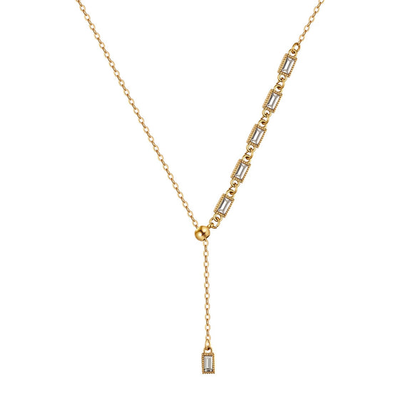 Wholesale Geometric Yshaped Electroplated Calendering Chain Pendant Necklace For Women