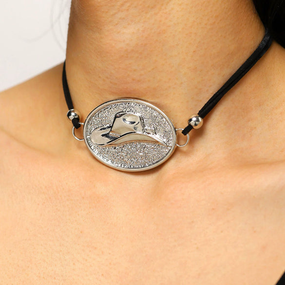 Wholesale Geometric Zinc Alloy Electroplated Cowboy Hat Necklace For Unisex