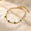 Wholesale Geometric Zircon And Titanium Steel Electroplated Emeraldembellished Bracelet For Women And Unisex
