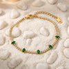 Wholesale Geometric Zircon And Titanium Steel Electroplated Emeraldembellished Bracelet For Women And Unisex