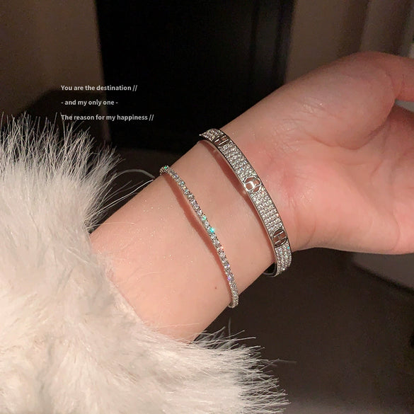 Wholesale Geometric Zircon Copper Bracelet Fashionable And Light Luxury Jewelry