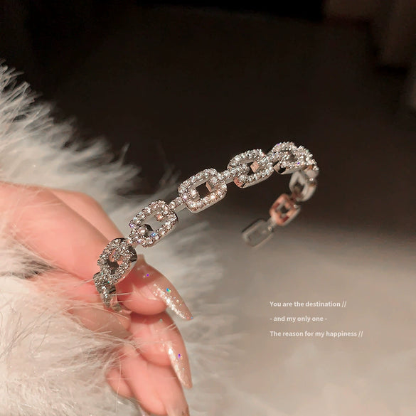 Wholesale Geometric Zircon Copper Bracelet Fashionable And Light Luxury Jewelry