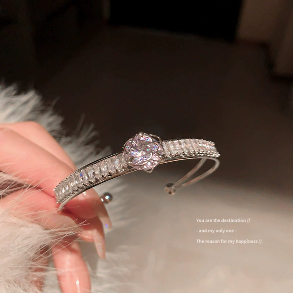 Wholesale Geometric Zircon Copper Bracelet With Real Gold Electroplated Simple And Elegant Light Luxury Design