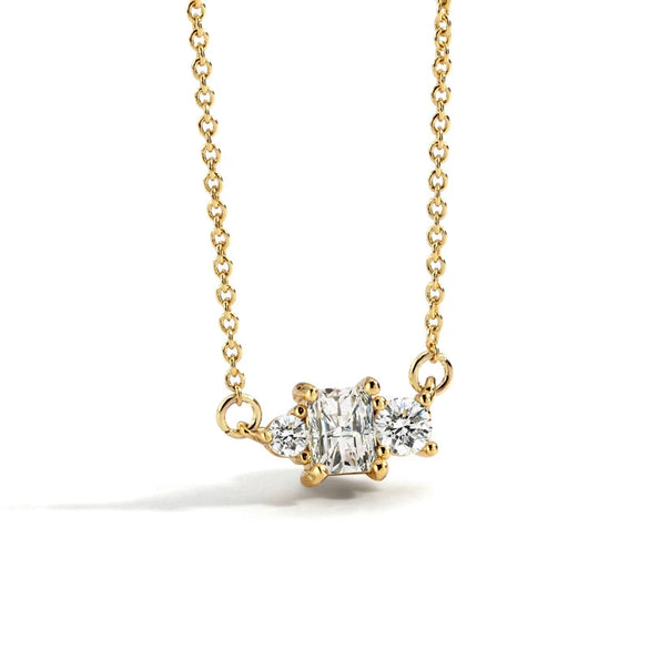 Wholesale Geometric Zircon Gold Plated Brass Necklace For Women With Cross Chain