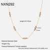Wholesale Geometric Zircon Long Pendant Stainless Steel Bead Chain 18K Goldplated Necklace For Women