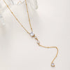 Wholesale Geometric Zircon Long Pendant Stainless Steel Bead Chain 18K Goldplated Necklace For Women