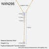 Wholesale Geometric Zircon Long Pendant Stainless Steel Bead Chain 18K Goldplated Necklace For Women