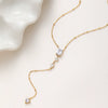 Wholesale Geometric Zircon Long Pendant Stainless Steel Bead Chain 18K Goldplated Necklace For Women