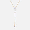 Wholesale Geometric Zircon Long Pendant Stainless Steel Bead Chain 18K Goldplated Necklace For Women