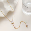 Wholesale Geometric Zircon Long Pendant Stainless Steel Bead Chain 18K Goldplated Necklace For Women