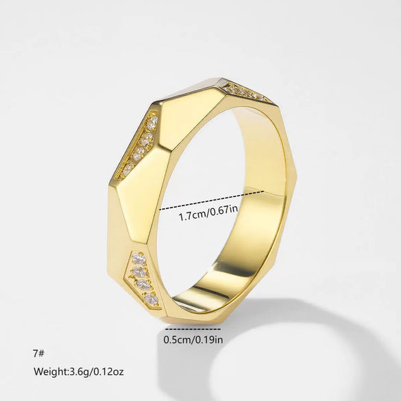 Wholesale Geometric Zircon Micropaved Titanium Steel Ring For Women And Couples