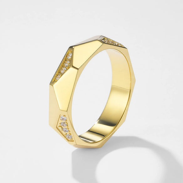 Wholesale Geometric Zircon Micropaved Titanium Steel Ring For Women And Couples