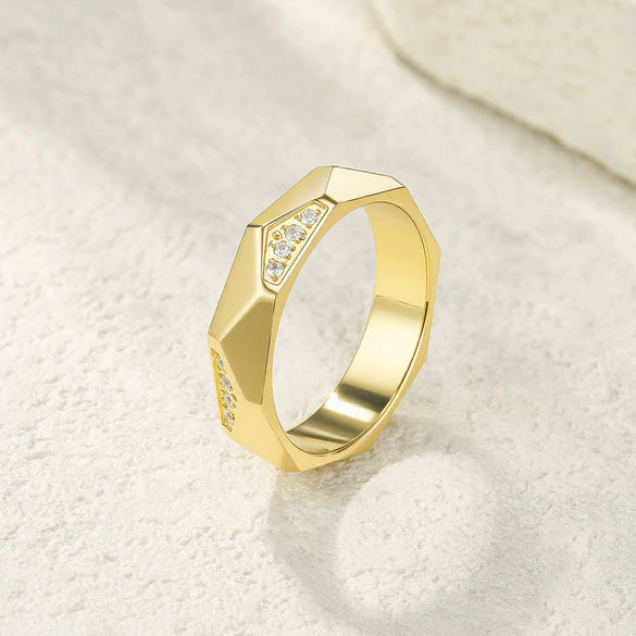 Wholesale Geometric Zircon Micropaved Titanium Steel Ring For Women And Couples