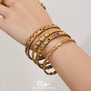 Wholesale Geometric Zircon Oildrip Stainless Steel 18K Gold Plated Bracelet Jewelry Set