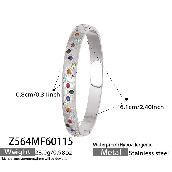 Wholesale Geometric Zircon Oildrip Stainless Steel 18K Gold Plated Bracelet Jewelry Set