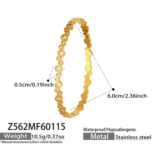 Wholesale Geometric Zircon Oildrip Stainless Steel 18K Gold Plated Bracelet Jewelry Set