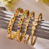 Wholesale Geometric Zircon Oildrip Stainless Steel 18K Gold Plated Bracelet Jewelry Set