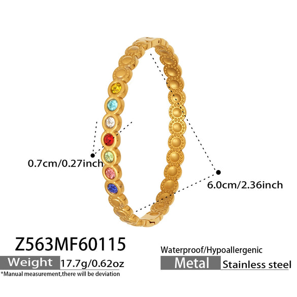 Wholesale Geometric Zircon Oildrip Stainless Steel 18K Gold Plated Bracelet Jewelry Set