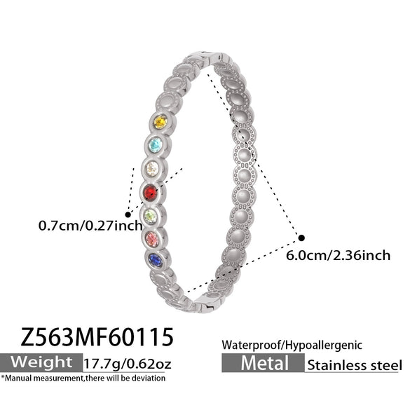 Wholesale Geometric Zircon Oildrip Stainless Steel 18K Gold Plated Bracelet Jewelry Set