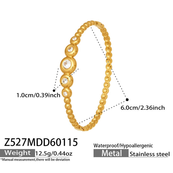 Wholesale Geometric Zircon Oildrip Stainless Steel 18K Gold Plated Bracelet Jewelry Set