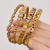 Wholesale Geometric Zircon Oildrip Stainless Steel 18K Gold Plated Bracelet Jewelry Set