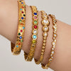 Wholesale Geometric Zircon Oildrip Stainless Steel 18K Gold Plated Bracelet Jewelry Set