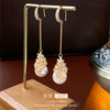 Wholesale Geometric Zircon Pearl Gold Electroplated Women's Ear Hook Earrings