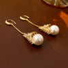 Wholesale Geometric Zircon Pearl Gold Electroplated Women's Ear Hook Earrings