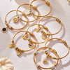 Wholesale Geometric Zircon Pendant Bracelet Set Stainless Steel Gold Plated