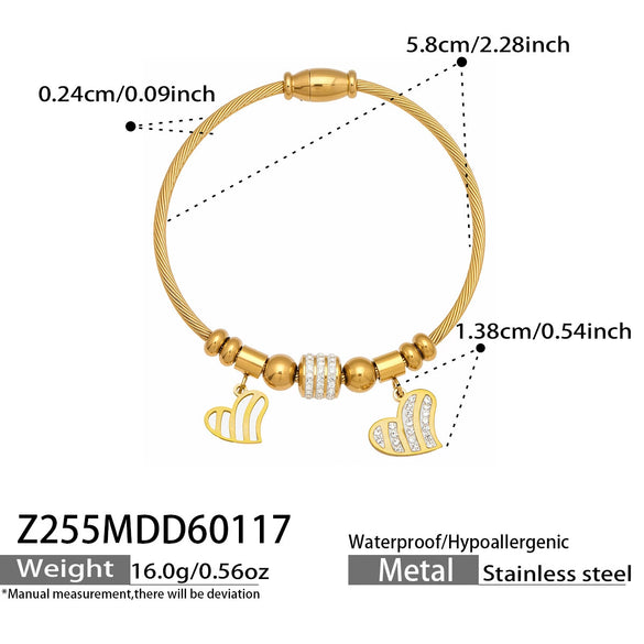 Wholesale Geometric Zircon Pendant Bracelet Set Stainless Steel Gold Plated