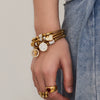 Wholesale Geometric Zircon Pendant Bracelet Set Stainless Steel Gold Plated