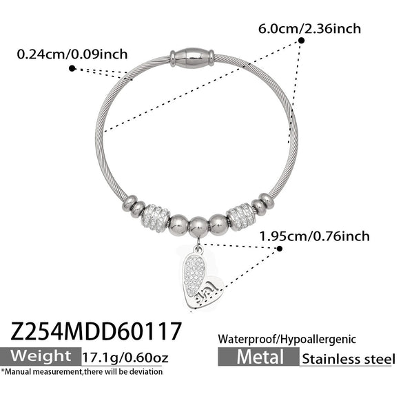 Wholesale Geometric Zircon Pendant Bracelet Set Stainless Steel Gold Plated