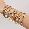 Wholesale Geometric Zircon Pendant Bracelet Set Stainless Steel Gold Plated