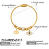 Wholesale Geometric Zircon Pendant Bracelet Set Stainless Steel Gold Plated
