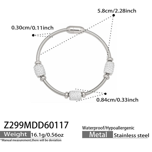 Wholesale Geometric Zircon Pendant Bracelet Set Stainless Steel Gold Plated