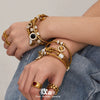 Wholesale Geometric Zircon Pendant Bracelet Set Stainless Steel Gold Plated