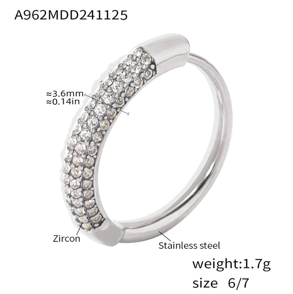 Wholesale Geometric Zircon Ring Stainless Steel 18K Gold Plated Jewelry For Women