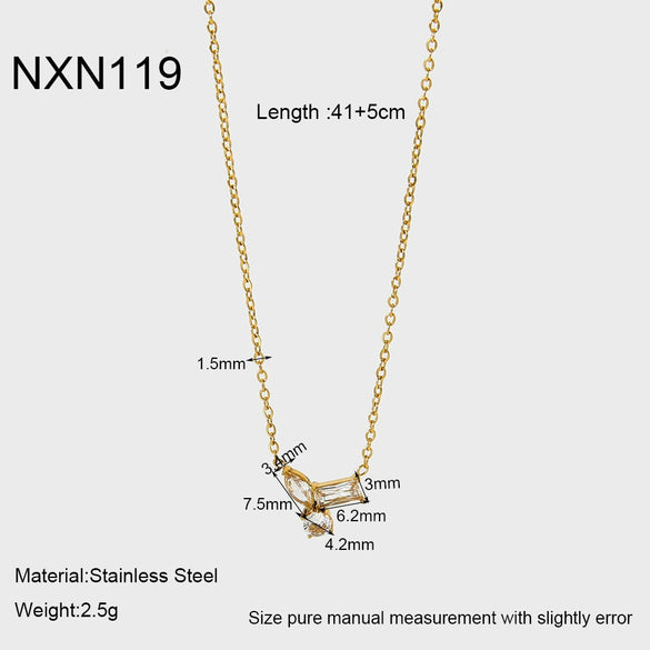 Wholesale Geometric Zircon Stainless Steel 18K Gold Plated Necklace For Women