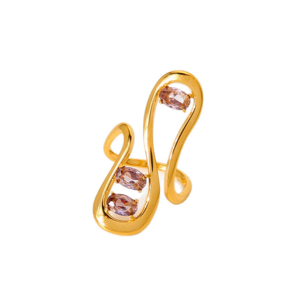 Wholesale Geometric Zircon Stainless Steel 18K Gold Plated Ring For Women