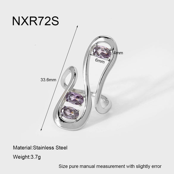 Wholesale Geometric Zircon Stainless Steel 18K Gold Plated Ring For Women