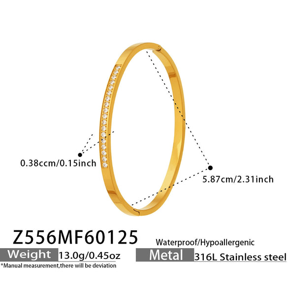 Wholesale Geometric Zircon Stainless Steel 18K Goldplated Women's Bracelet Set