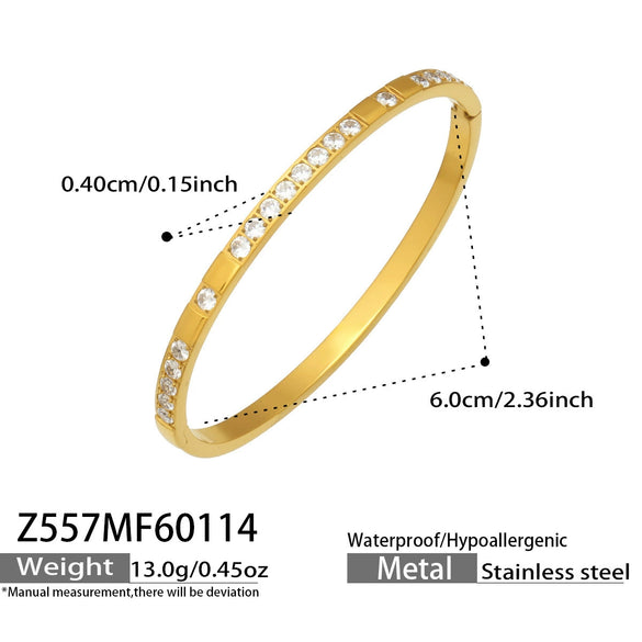 Wholesale Geometric Zircon Stainless Steel 18K Goldplated Women's Bracelet Set