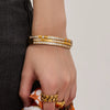 Wholesale Geometric Zircon Stainless Steel 18K Goldplated Women's Bracelet Set