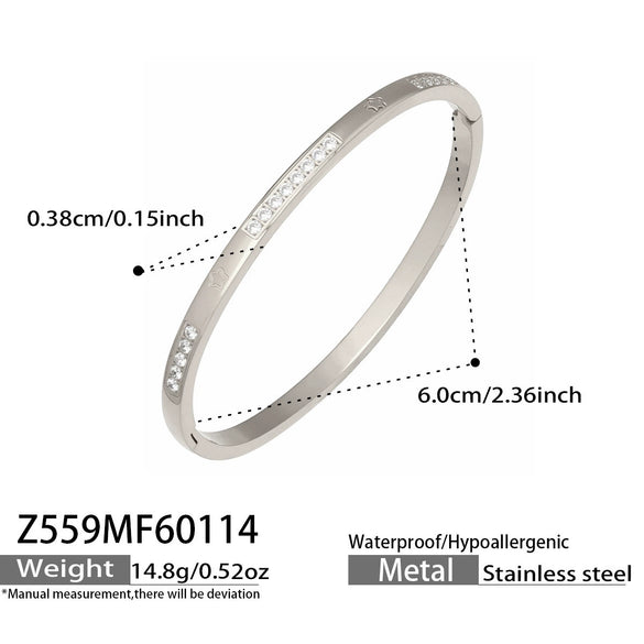 Wholesale Geometric Zircon Stainless Steel 18K Goldplated Women's Bracelet Set