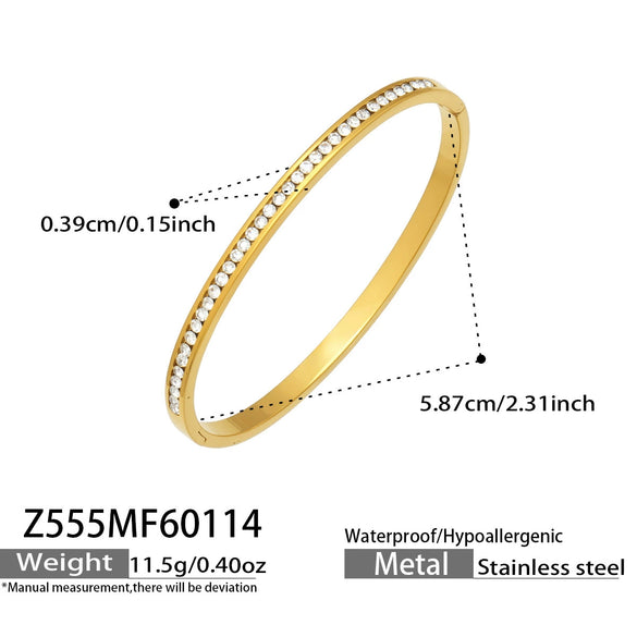 Wholesale Geometric Zircon Stainless Steel 18K Goldplated Women's Bracelet Set