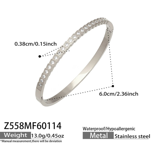 Wholesale Geometric Zircon Stainless Steel 18K Goldplated Women's Bracelet Set